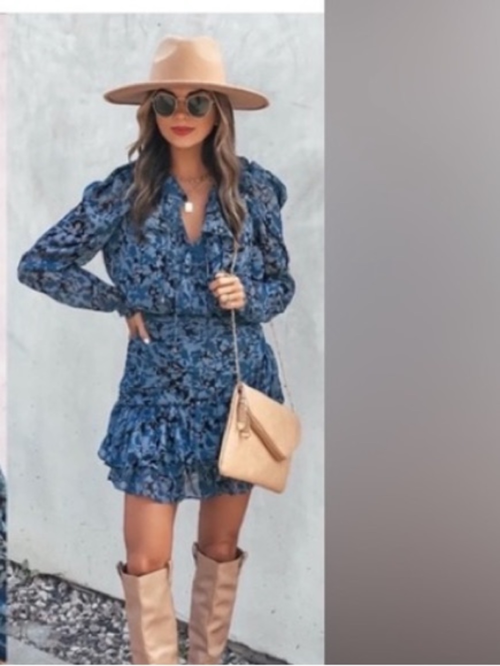 Vici Kandy Printed Blue Floral Ruffle Mini Dress